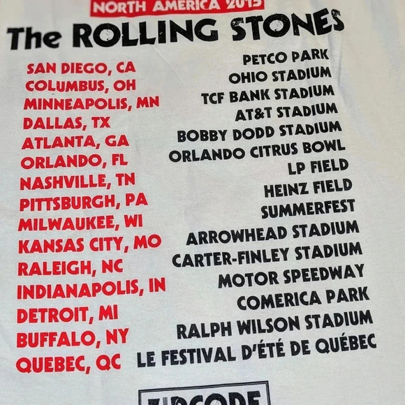 The Rolling Stones North America Tour 2015 T-Shirt ZIPCODE Graphic Tee‎ Size M - Picture 6 of 8